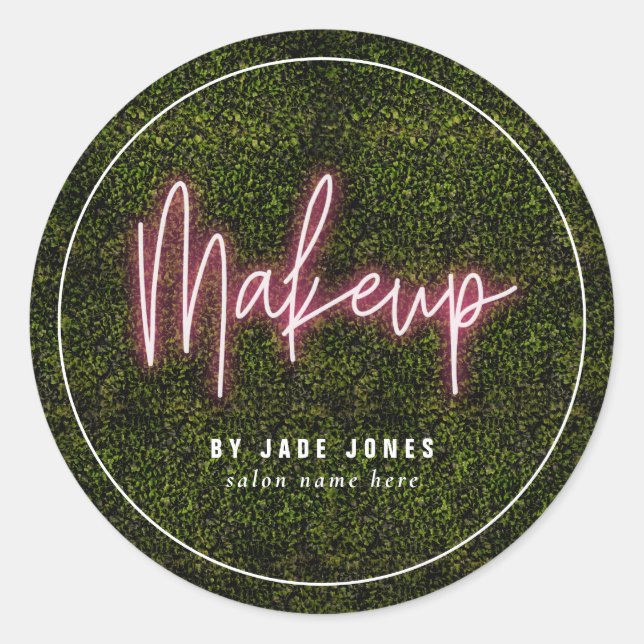 Pegatina Redonda Cosmetólogo de negocios de artistas de maquillaje  (Anverso)