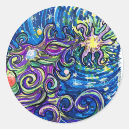 Pegatina Redonda Cosmic Christmas Tree