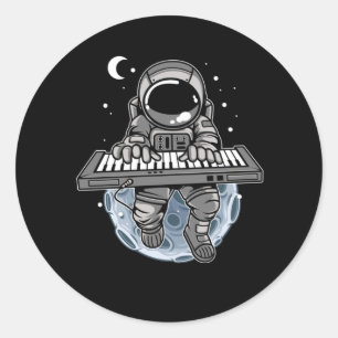 Pegatina Redonda Cosmonauta de instrumento musical astronauta jugad