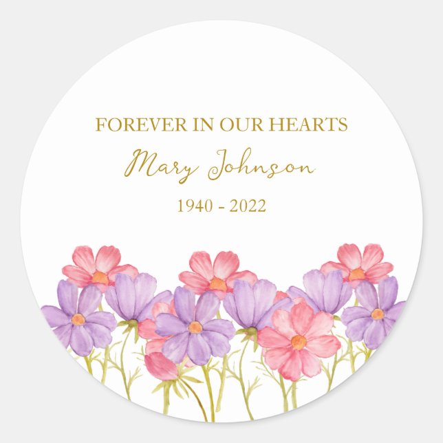 Pegatina Redonda Cosmos Memorial Funeral Classic Round Sticker (Anverso)