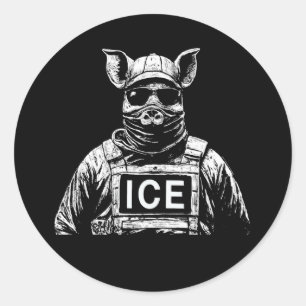 Pegatina Redonda Cosplay del Cerdo de ICE – Miedo en Uniforme - Ant