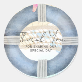 Pegatina Redonda Costa de bodas de playa de destino