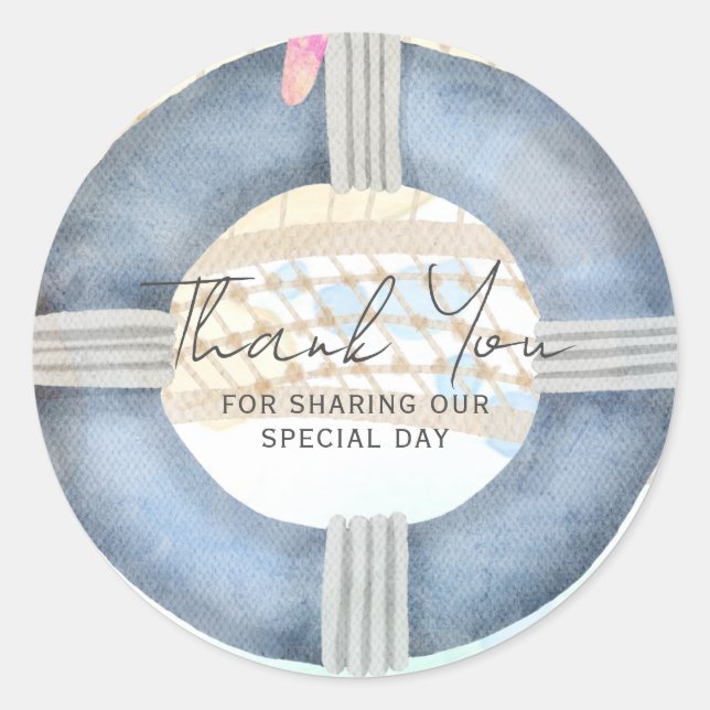 Pegatina Redonda Costa de bodas de playa de destino (Anverso)