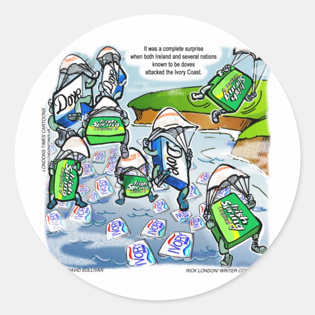 Pegatina Redonda Costa de Marfil Sorpresa Graciosos Regalos Tees &  (Anverso)