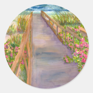 Pegatina Redonda Costa de Nueva Inglaterra