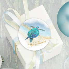 Pegatina Redonda Costa de tortuga marina de Mele Kalikimaka