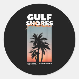 Pegatina Redonda Costa del Golfo - Alabama Summer Palm Vacation Est