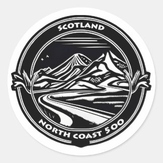 Pegatina Redonda costa norte 500 scotland