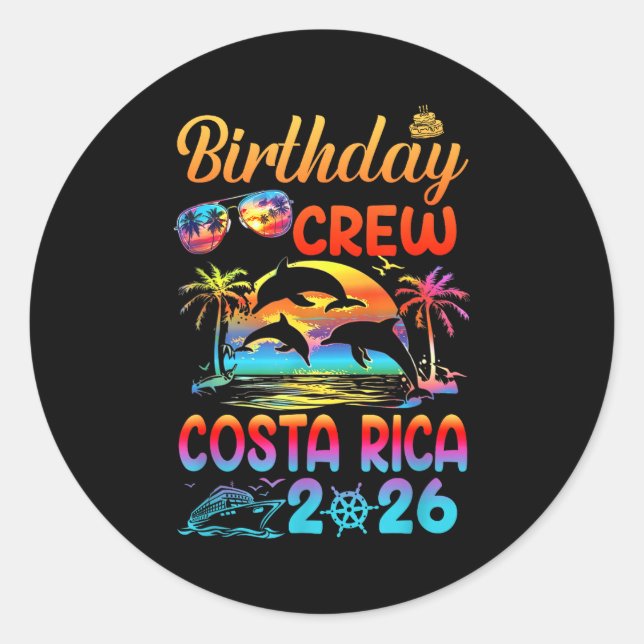 Pegatina Redonda Costa Rica Birthday Trip Vacation 2026 Matching Gr (Anverso)