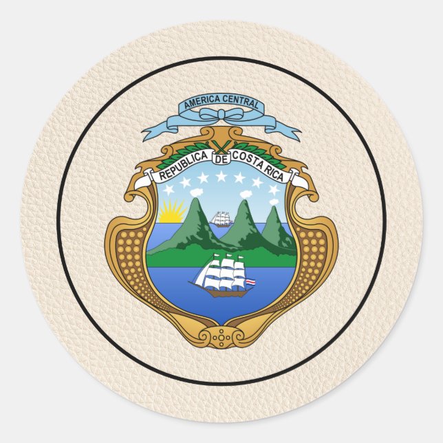 Pegatina Redonda Costa Rica Passport (Anverso)