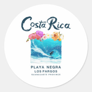 Pegatina Redonda Costa Rica Playa Negra Surfing Vintage 