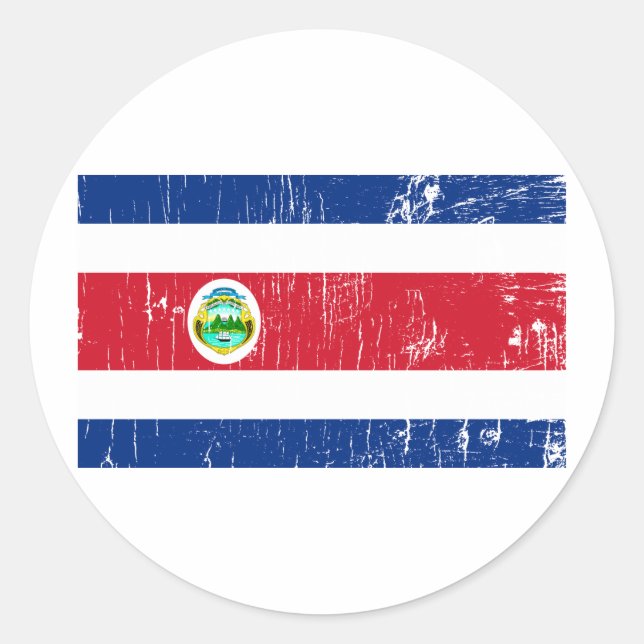 Pegatina Redonda Costa Rica Vintage (Anverso)