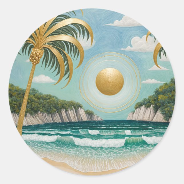 Pegatina Redonda Costas doradas (Anverso)