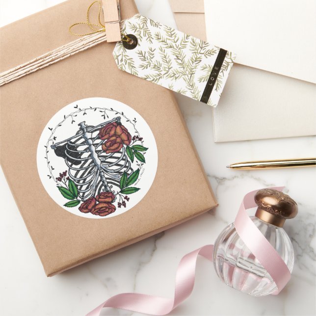 Pegatina Redonda Costillas florales (Regalar)