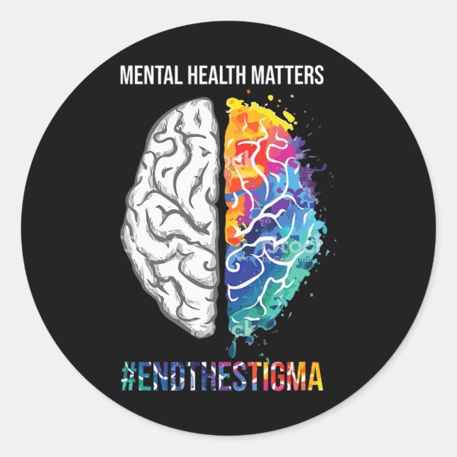 Pegatina Redonda Costuma del mes de sensibilización sobre la salud  (Anverso)