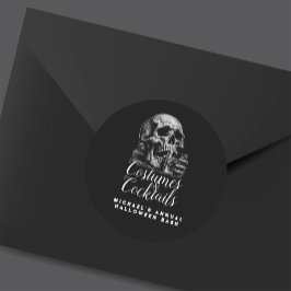 Pegatina Redonda Costume and Cocktails Black Halloween Party