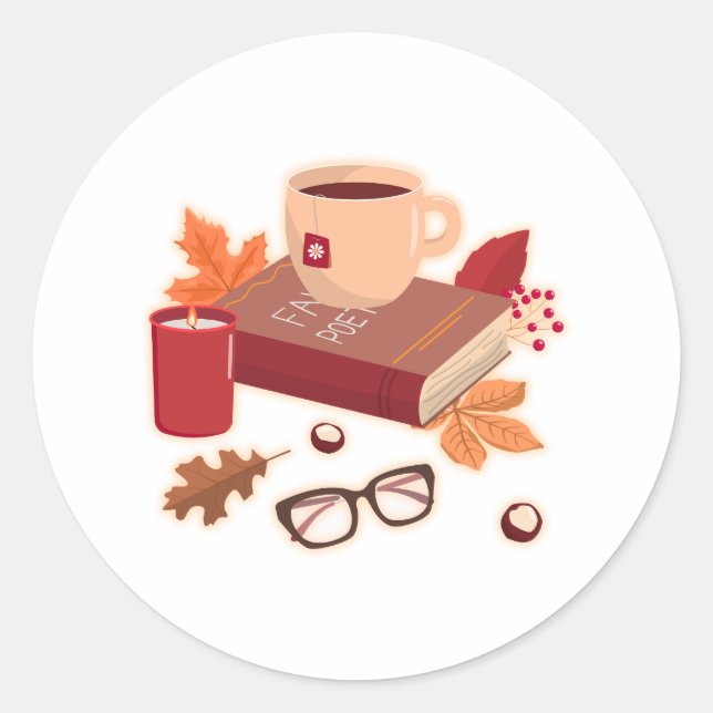 Pegatina Redonda Cosy Autumn Mood (Anverso)