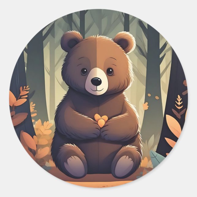 Pegatina Redonda Cosy Baby Bear (Anverso)
