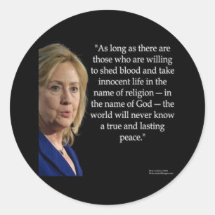Pegatina Redonda Cota de Hillary Clinton sobre religión