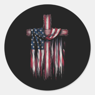 Pegatina Redonda Cota de USA cita religiosa 4 de julio fe cristiana