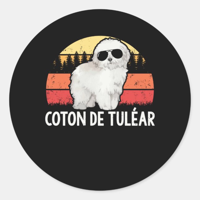 Pegatina Redonda Coton de Tulear | Perro Coton de Tuléar (Anverso)