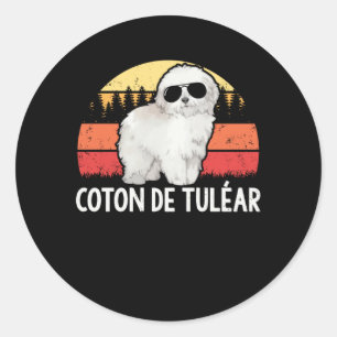 Pegatina Redonda Coton de Tulear   Perro Coton de Tuléar