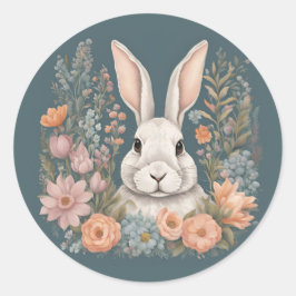 Pegatina Redonda Cottagecore Cute Rabbit