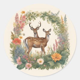 Pegatina Redonda Cottagecore Deer