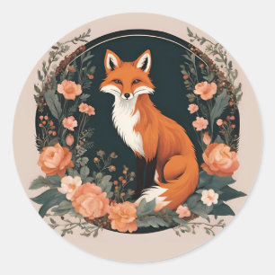 Pegatina Redonda Cottagecore Fox