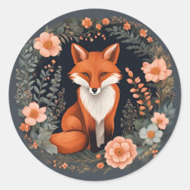 Pegatina Redonda Cottagecore Fox