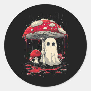 Pegatina Redonda Cottagecore Halloween Shirt Ghost Mushroom Spooki