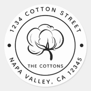 Pegatina Redonda Cotton Boll Crear su propia dirección de devoluc