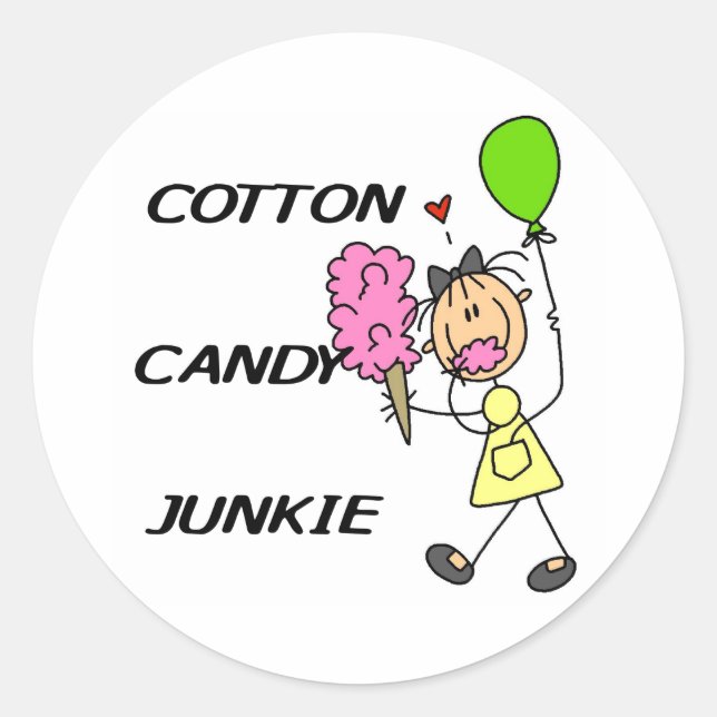 Pegatina Redonda Cotton Candy Junkie (Anverso)