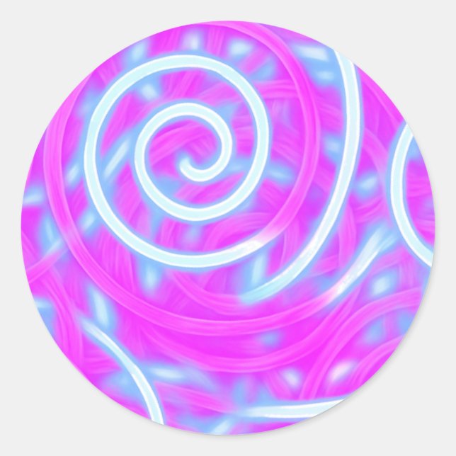 Pegatina Redonda Cotton Candy Swirl Sticker – Pastel Aesthetic  (Anverso)