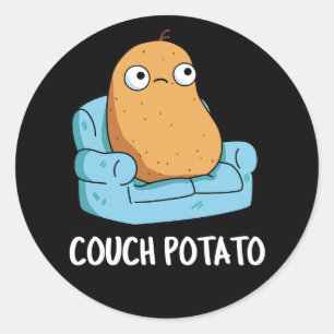 Pegatina Redonda Couch Potato Funny Potato Pun Dark BG