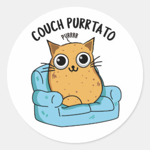 Pegatina Redonda Couch Purrtato Funny Potato Pun