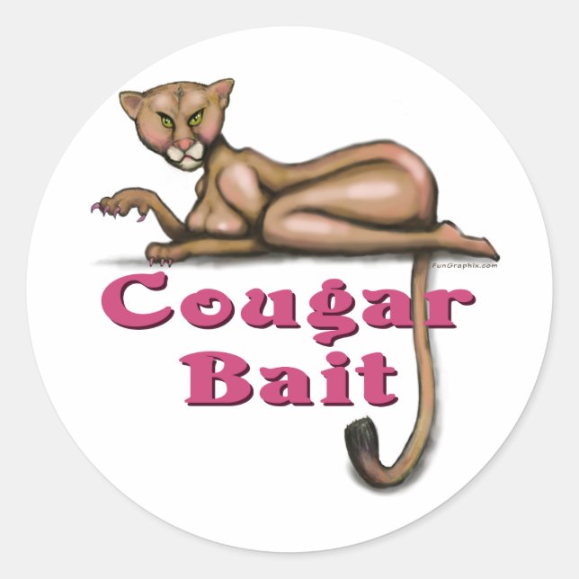 Pegatina Redonda Cougar Bait (Anverso)