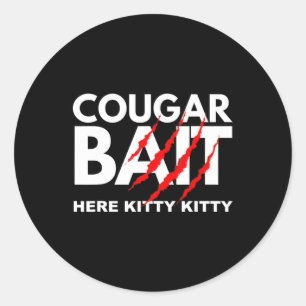 Pegatina Redonda Cougar Bait Fun Halloween disfraz mujer mayor Youn