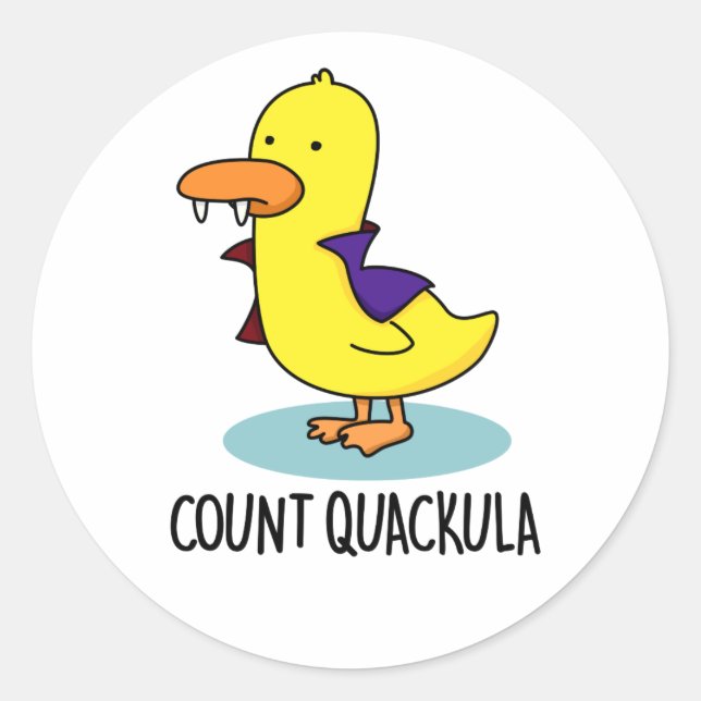 Pegatina Redonda Count Quackula Funny Duck Pun (Anverso)