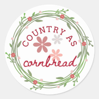 Pegatina Redonda Country as Cornbread Sticker