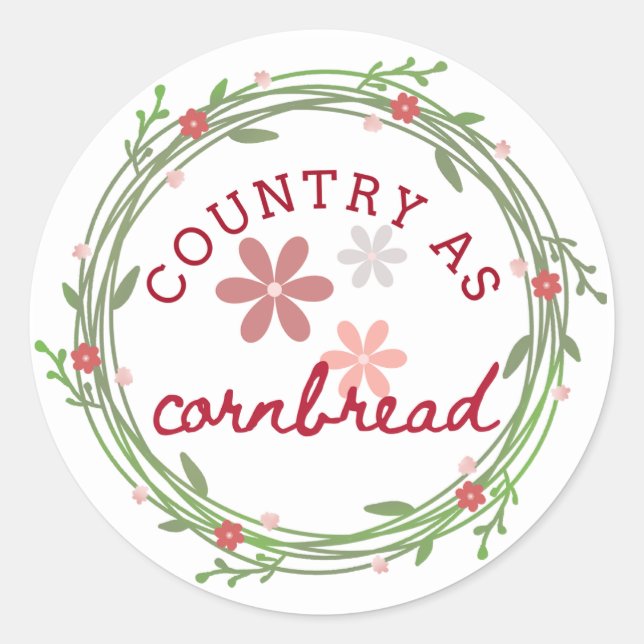 Pegatina Redonda Country as Cornbread Sticker (Anverso)