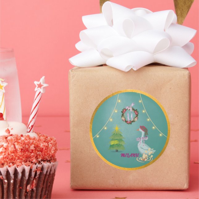 Pegatina Redonda Country Christmas Goose  (Fiesta)