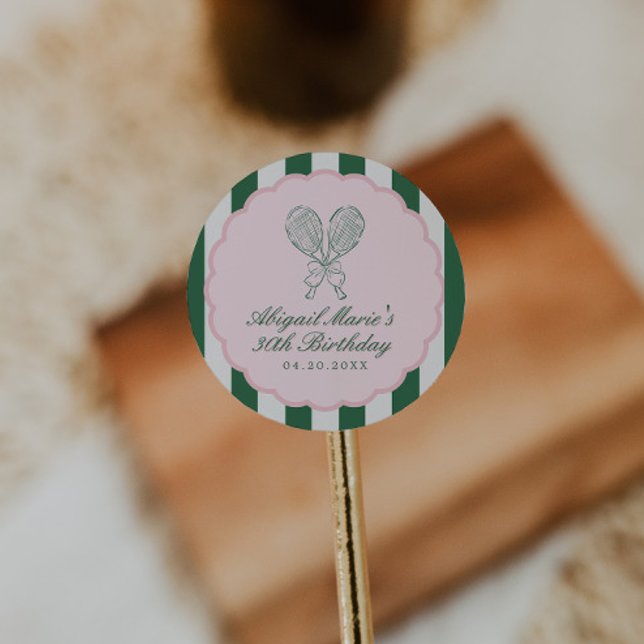 Pegatina Redonda Country Club Courtside Racquet Tennis Birthday (Subido por el creador)