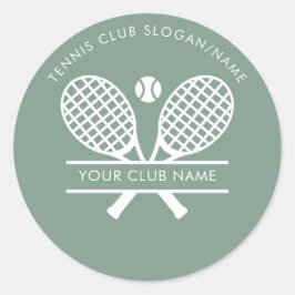 Pegatina Redonda Country Club Name Tennis Team Sage Green Custom