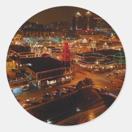 Pegatina Redonda Country Club Plaza, Kansas City, Holiday Lights