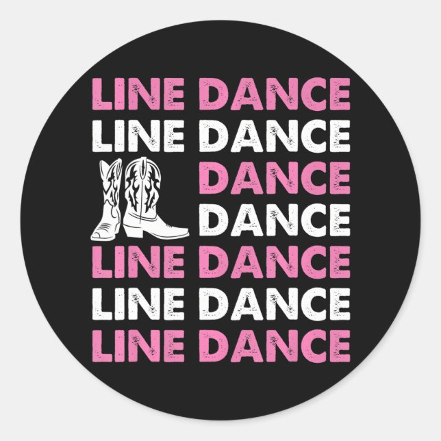 Pegatina Redonda Country Line Dancing Western Dancer Cowboy Bots (Anverso)