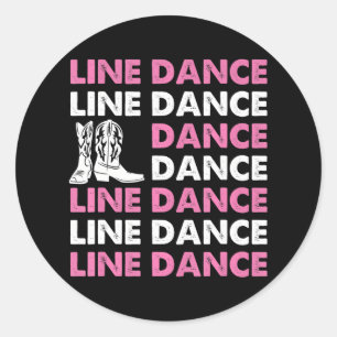 Pegatina Redonda Country Line Dancing Western Dancer Cowboy Bots