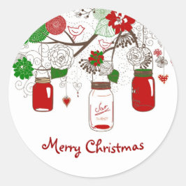Pegatina Redonda Country Mason Jar Christmas Sticker