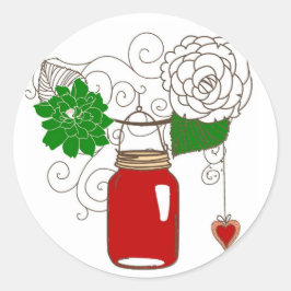 Pegatina Redonda Country Mason Jar Christmas Sticker