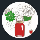 Pegatina Redonda Country Mason Jar Christmas Sticker<br><div class="desc">Country Mason Jar Christmas Sticker</div>